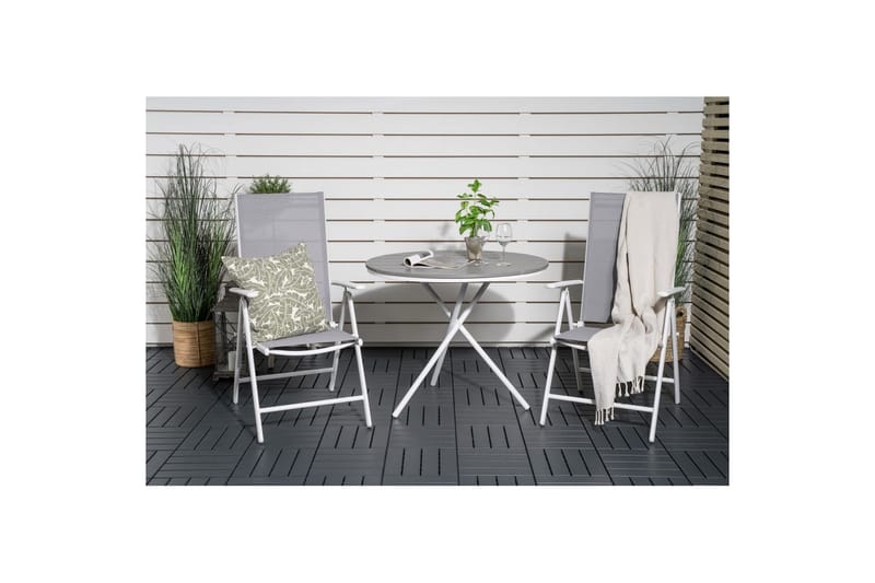 Cafésett Parma Rundt Ø90 cm + 2 Break Posisjonsstoler Hvit/G - Venture Home - Hagemøbler & utemiljø - Hagegruppe - Cafemøbler & cafesett