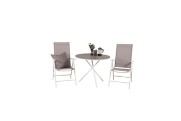 Cafésett Parma Rundt Ø90 cm + 2 Break Posisjonsstoler Hvit/G - Venture Home - Hagemøbler & utemiljø - Hagegruppe - Cafemøbler & cafesett