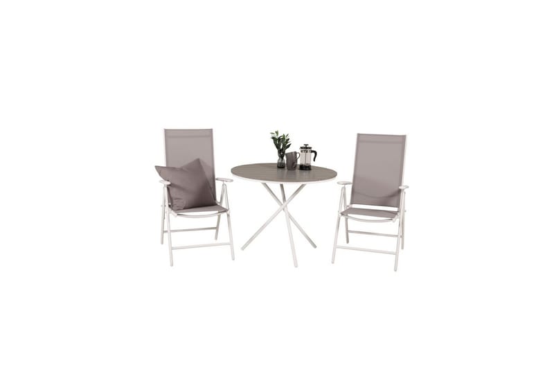 Cafésett Parma Rundt Ø90 cm + 2 Break Posisjonsstoler Hvit/G - Venture Home - Hagemøbler & utemiljø - Hagegruppe - Cafemøbler & cafesett