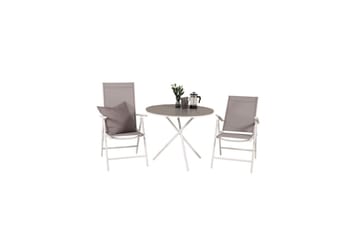 Cafésett Parma Rundt Ø90 cm + 2 Break Posisjonsstoler Hvit/G - Venture Home - Hagemøbler & utemiljø - Hagegruppe - Cafemøbler & cafesett