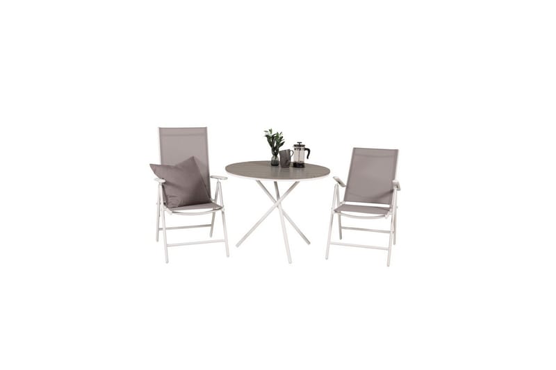 Cafésett Parma Rundt Ø90 cm + 2 Break Posisjonsstoler Hvit/G - Venture Home - Hagemøbler & utemiljø - Hagegruppe - Cafemøbler & cafesett