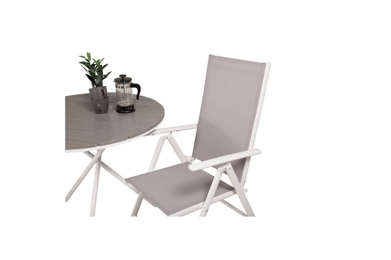 Cafésett Parma Rundt Ø90 cm + 2 Break Posisjonsstoler Hvit/G - Venture Home - Hagemøbler & utemiljø - Hagegruppe - Cafemøbler & cafesett