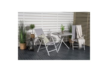Cafésett Parma Rundt Ø90 cm + 2 Break Posisjonsstoler Hvit/G - Venture Home - Hagemøbler & utemiljø - Hagegruppe - Cafemøbler & cafesett
