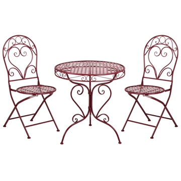 Caféssett utendørs Albinia Jern - Rød - Hagemøbler & utemiljø - Hagegruppe - Cafemøbler & cafesett
