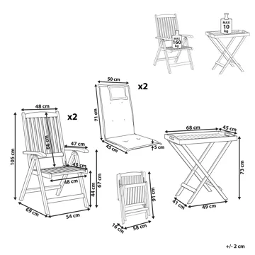 Caféssett utendørs Amantea Premium akasietre - Brun/Lys beige - Hagemøbler & utemiljø - Hagegruppe - Cafemøbler & cafesett