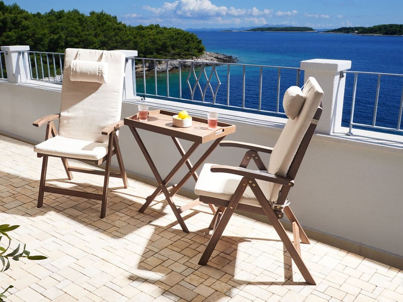 Caféssett utendørs Amantea Premium akasietre - Brun/Lys beige - Hagemøbler & utemiljø - Hagegruppe - Cafemøbler & cafesett