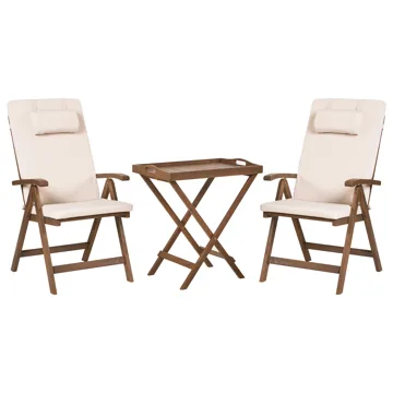 Caféssett utendørs Amantea Premium akasietre - Brun/Lys beige - Hagemøbler & utemiljø - Hagegruppe - Cafemøbler & cafesett