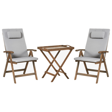 Caféssett utendørs Amantea Premium akasietre - Brun/Lysegrå - Hagemøbler & utemiljø - Hagegruppe - Cafemøbler & cafesett