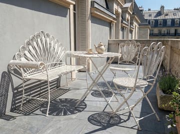 Caféssett utendørs med benk Pavia Jern - Hvit - Hagemøbler & utemiljø - Hagegruppe - Cafemøbler & cafesett