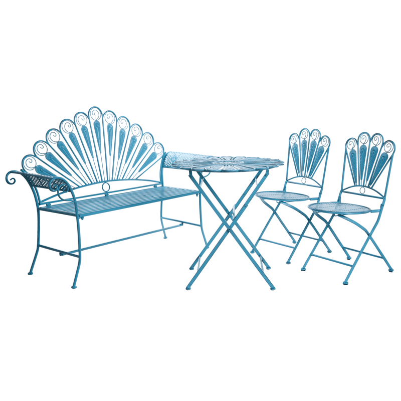 Caféssett utendørs med benk Pavia Jern - Blå - Hagemøbler & utemiljø - Hagegruppe - Cafemøbler & cafesett