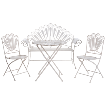 Caféssett utendørs med benk Pavia Jern - Hvit - Hagemøbler & utemiljø - Hagegruppe - Cafemøbler & cafesett