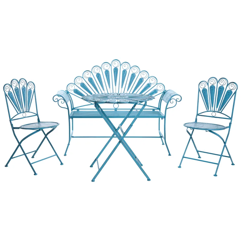 Caféssett utendørs med benk Pavia Jern, Blå