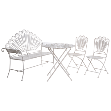 Caféssett utendørs med benk Pavia Jern - Hvit - Hagemøbler & utemiljø - Hagegruppe - Cafemøbler & cafesett