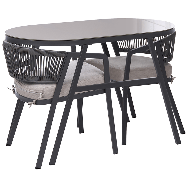 Caféssett utendørs Muros Stål - Grå/Beige - Hagemøbler & utemiljø - Hagegruppe - Cafemøbler & cafesett