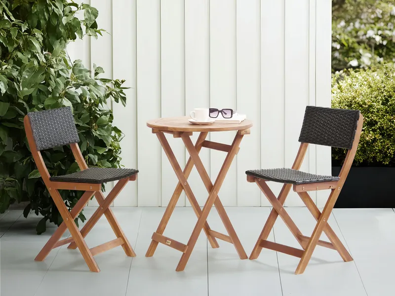 Caféssett utendørs Rivarotta akasietre - Brun/svart - Hagemøbler & utemiljø - Hagegruppe - Cafemøbler & cafesett