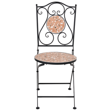 Caféssett utendørs sammenleggbar Adrano Jern - Svart/Brun/Oransje - Hagemøbler & utemiljø - Hagegruppe - Cafemøbler & cafesett