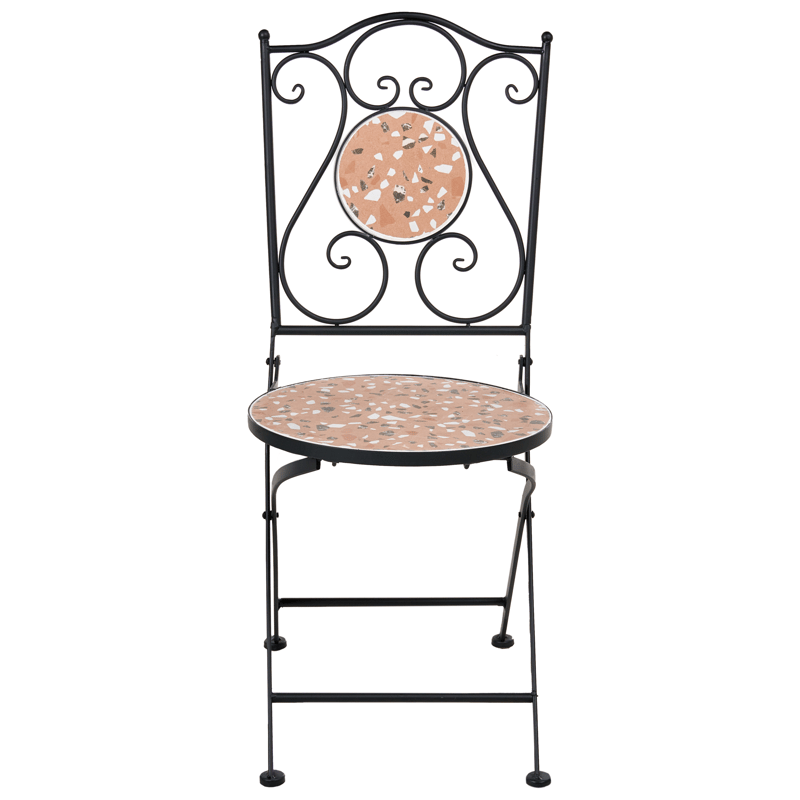 Caféssett utendørs sammenleggbar Adrano Jern - Svart/Brun/Oransje - Hagemøbler & utemiljø - Hagegruppe - Cafemøbler & cafesett