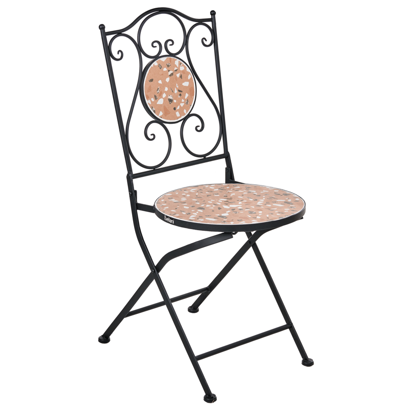 Caféssett utendørs sammenleggbar Adrano Jern - Svart/Brun/Oransje - Hagemøbler & utemiljø - Hagegruppe - Cafemøbler & cafesett