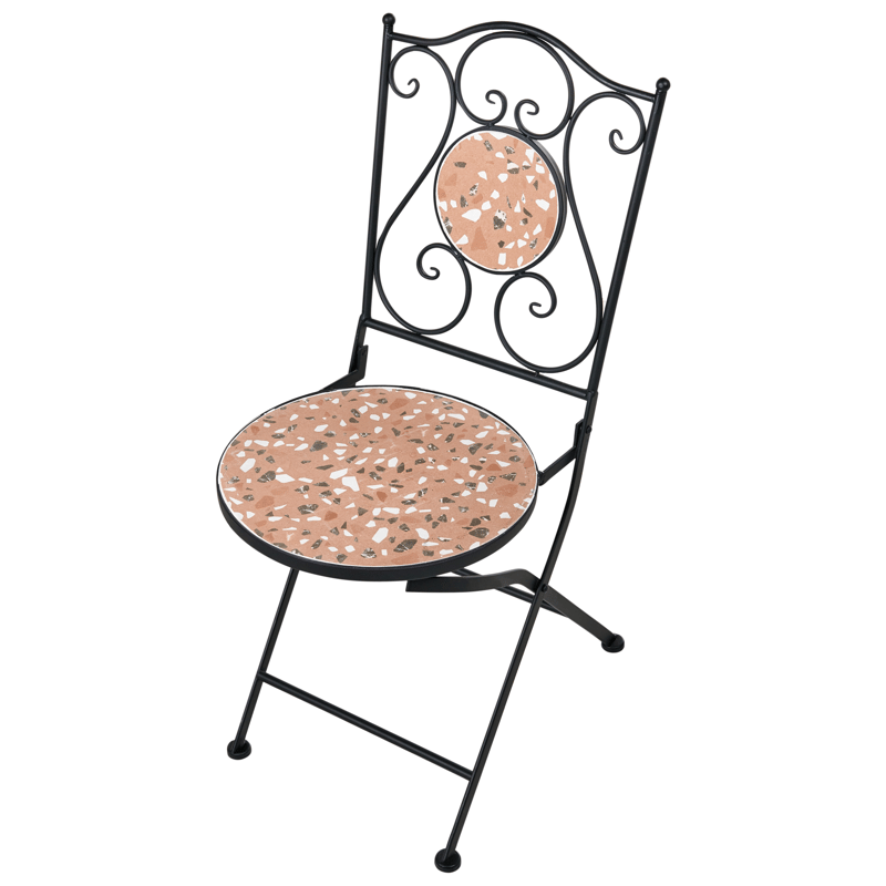 Caféssett utendørs sammenleggbar Adrano Jern - Svart/Brun/Oransje - Hagemøbler & utemiljø - Hagegruppe - Cafemøbler & cafesett