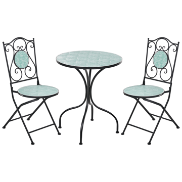 Caféssett utendørs sammenleggbar Anapo Jern - svart/grønn - Hagemøbler & utemiljø - Hagegruppe - Cafemøbler & cafesett