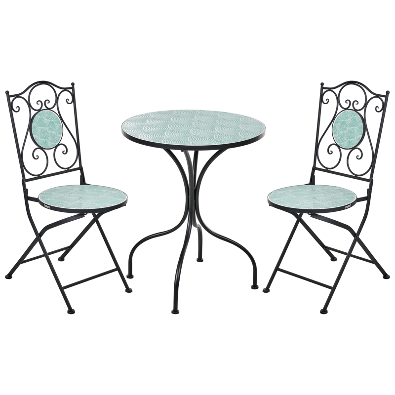 Caféssett utendørs sammenleggbar Anapo Jern - svart/grønn - Hagemøbler & utemiljø - Hagegruppe - Cafemøbler & cafesett