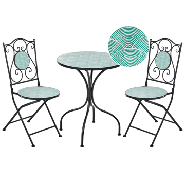 Caféssett utendørs sammenleggbar Anapo Jern - svart/grønn - Hagemøbler & utemiljø - Hagegruppe - Cafemøbler & cafesett