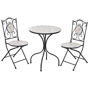 Caféssett utendørs sammenleggbar Artena Jern - Svart/Hvit - Hagemøbler & utemiljø - Hagegruppe - Cafemøbler & cafesett