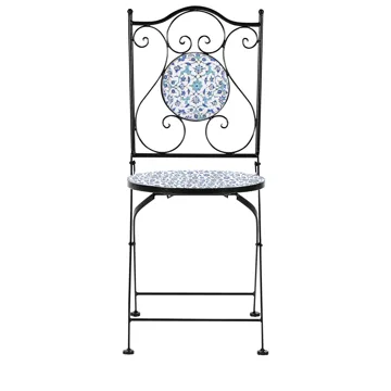 Caféssett utendørs sammenleggbar Chapeco Jern - Svart/blå/hvit - Hagemøbler & utemiljø - Hagegruppe - Cafemøbler & cafesett