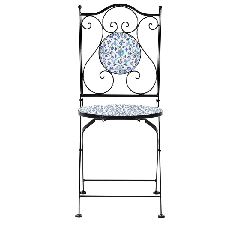 Caféssett utendørs sammenleggbar Chapeco Jern - Svart/blå/hvit - Hagemøbler & utemiljø - Hagegruppe - Cafemøbler & cafesett