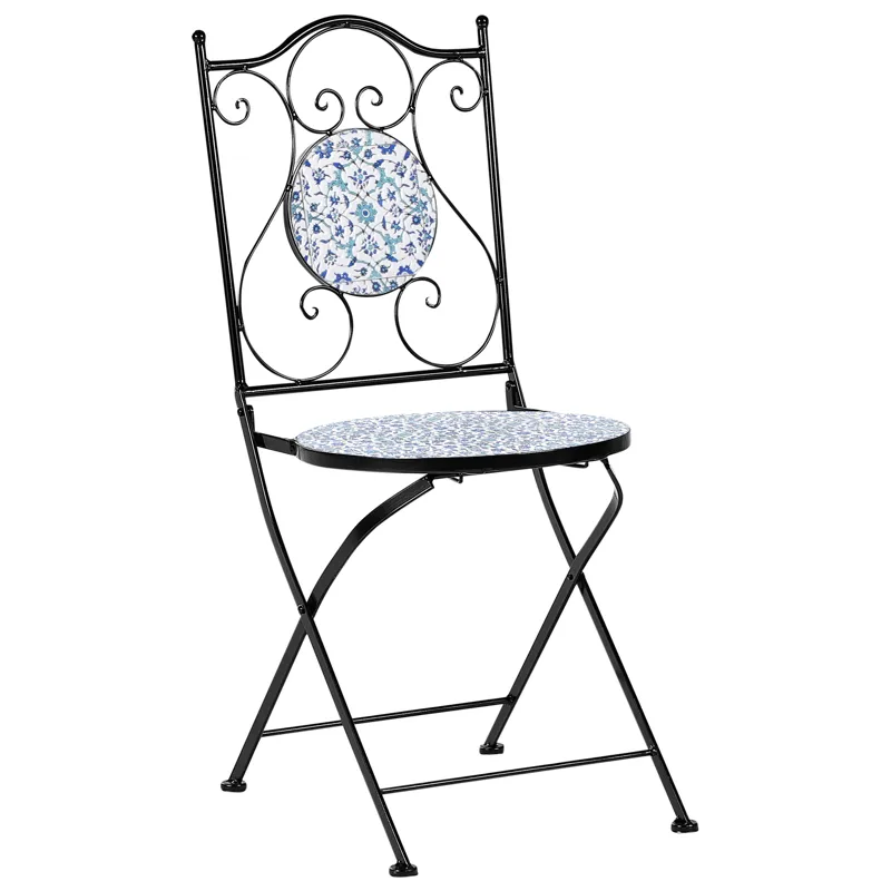 Caféssett utendørs sammenleggbar Chapeco Jern - Svart/blå/hvit - Hagemøbler & utemiljø - Hagegruppe - Cafemøbler & cafesett