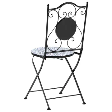 Caféssett utendørs sammenleggbar Chapeco Jern - Svart/blå/hvit - Hagemøbler & utemiljø - Hagegruppe - Cafemøbler & cafesett