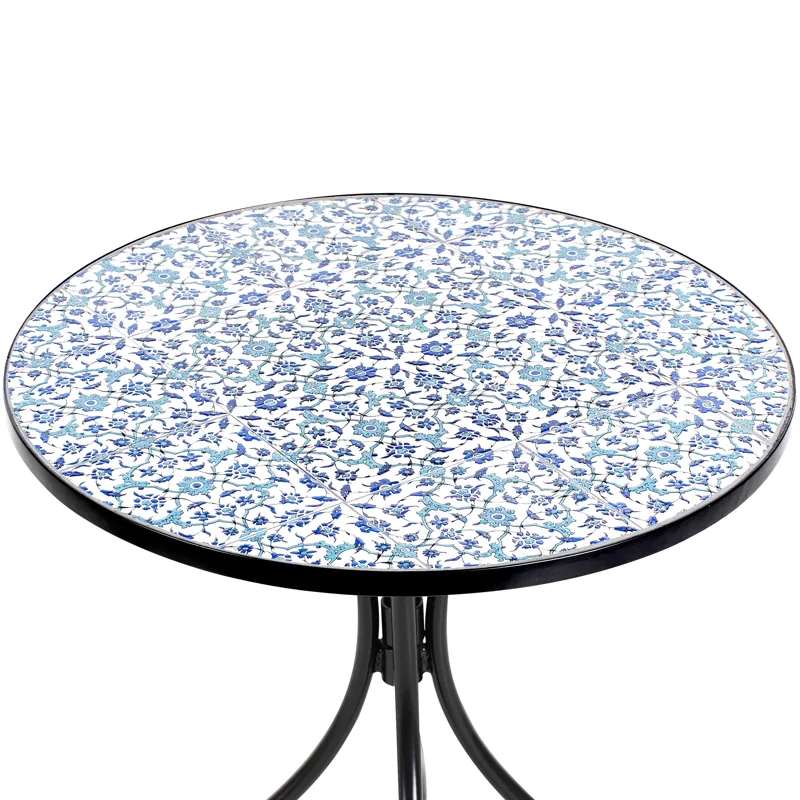 Caféssett utendørs sammenleggbar Chapeco Jern - Svart/blå/hvit - Hagemøbler & utemiljø - Hagegruppe - Cafemøbler & cafesett