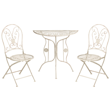 Caféssett utendørs sammenleggbar Coggia Jern - Beige - Hagemøbler & utemiljø - Hagegruppe - Cafemøbler & cafesett