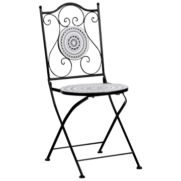 Caféssett utendørs sammenleggbar Comiso Jern - Svart/Hvit - Hagemøbler & utemiljø - Hagegruppe - Cafemøbler & cafesett