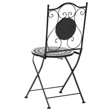 Caféssett utendørs sammenleggbar Comiso Jern - Svart/Hvit - Hagemøbler & utemiljø - Hagegruppe - Cafemøbler & cafesett