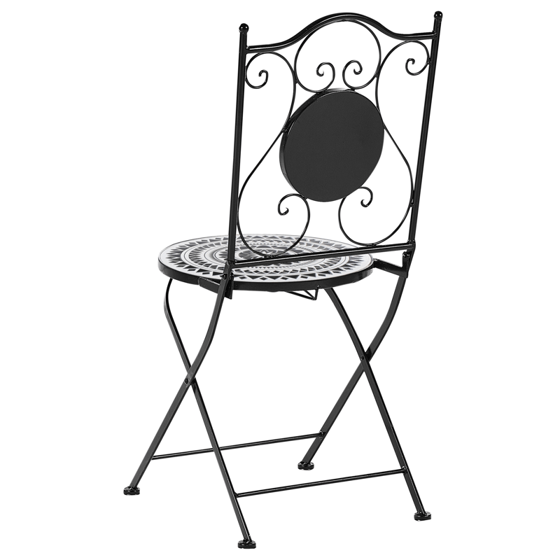 Caféssett utendørs sammenleggbar Comiso Jern - Svart/Hvit - Hagemøbler & utemiljø - Hagegruppe - Cafemøbler & cafesett