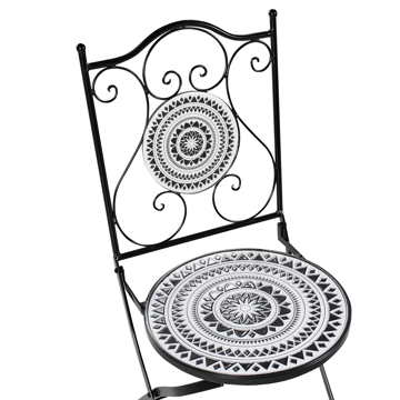 Caféssett utendørs sammenleggbar Comiso Jern - Svart/Hvit - Hagemøbler & utemiljø - Hagegruppe - Cafemøbler & cafesett