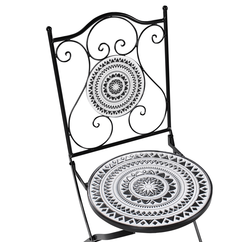 Caféssett utendørs sammenleggbar Comiso Jern - Svart/Hvit - Hagemøbler & utemiljø - Hagegruppe - Cafemøbler & cafesett