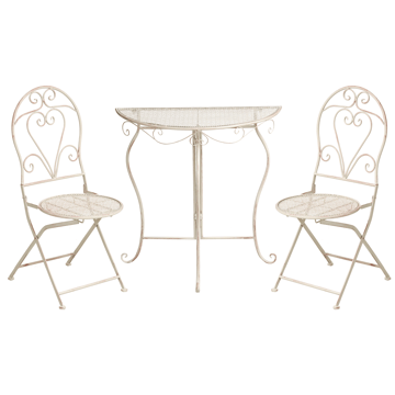 Caféssett utendørs sammenleggbar Folelli Jern - Beige - Hagemøbler & utemiljø - Hagegruppe - Cafemøbler & cafesett