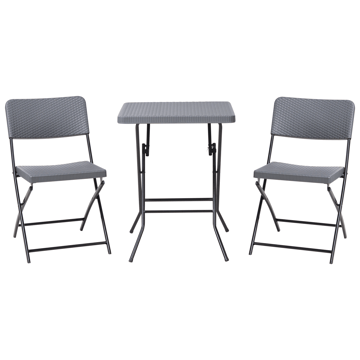 Caféssett utendørs sammenleggbar Trappeto - Grå/Svart - Hagemøbler & utemiljø - Hagegruppe - Cafemøbler & cafesett