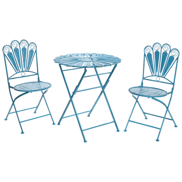Caféssett utendørs sammenleggbar Pavia Jern - Blå - Hagemøbler & utemiljø - Hagegruppe - Cafemøbler & cafesett