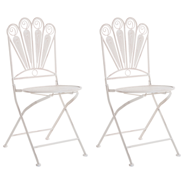 Caféssett utendørs sammenleggbar Pavia Jern - Hvit - Hagemøbler & utemiljø - Hagegruppe - Cafemøbler & cafesett