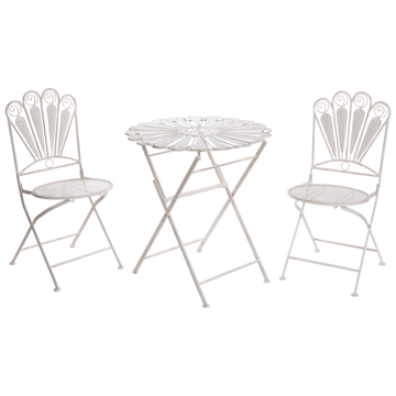 Caféssett utendørs sammenleggbar Pavia Jern - Hvit - Hagemøbler & utemiljø - Hagegruppe - Cafemøbler & cafesett
