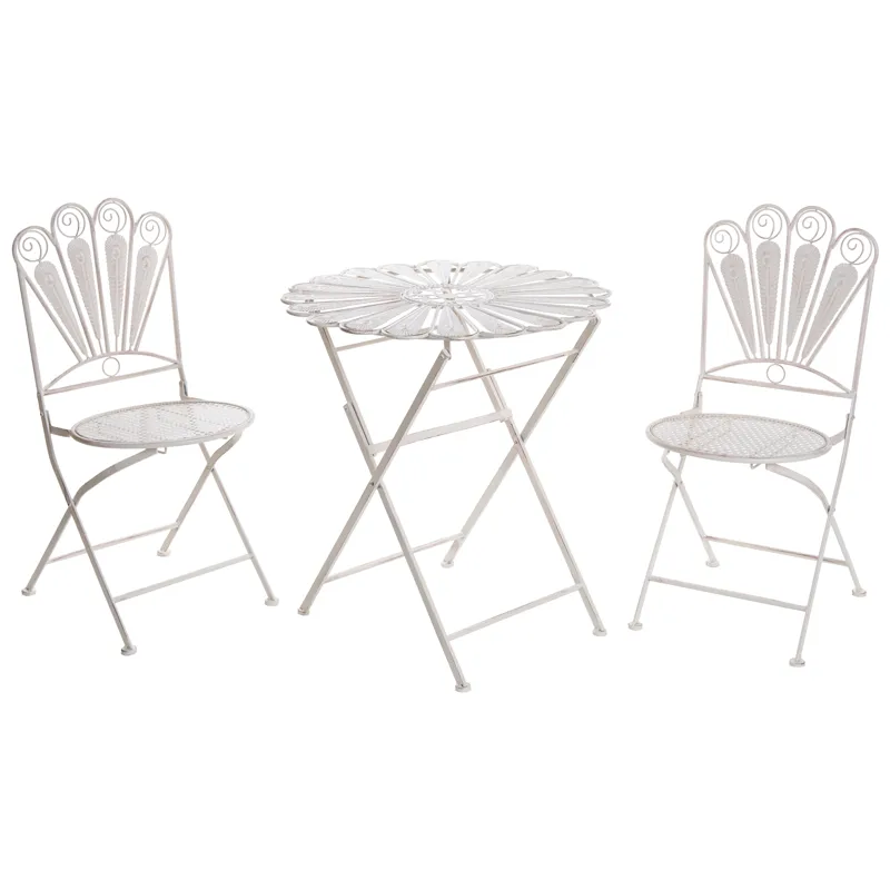 Caféssett utendørs sammenleggbar Pavia Jern, Hvit