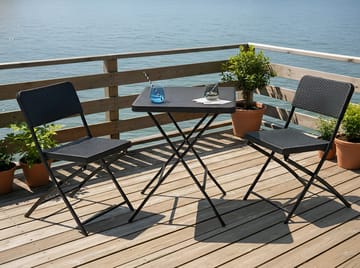 Caféssett utendørs Trappeto - Svart - Hagemøbler & utemiljø - Hagegruppe - Cafemøbler & cafesett