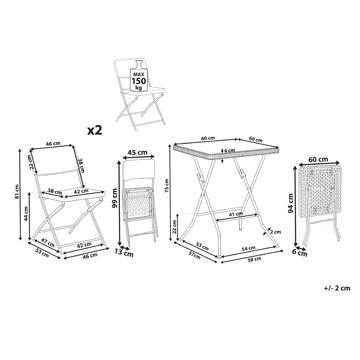 Caféssett utendørs Trappeto - Svart - Hagemøbler & utemiljø - Hagegruppe - Cafemøbler & cafesett