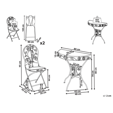 Caféssett utendørs Yaviza Jern - Beige - Hagemøbler & utemiljø - Hagegruppe - Cafemøbler & cafesett