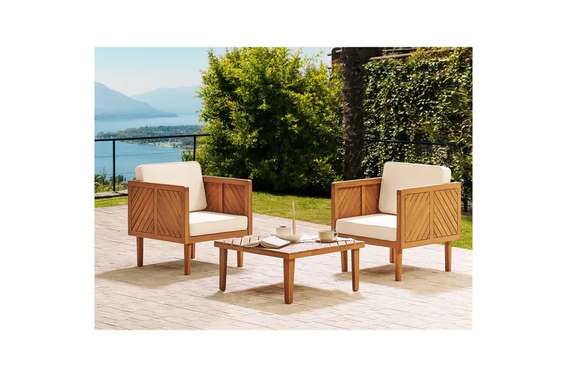Cafeset Beliani Baratti Ljusbeige - Hagemøbler & utemiljø - Hagegruppe - Cafemøbler & cafesett
