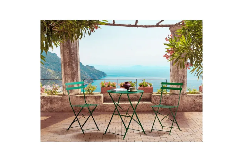Cafeset Beliani Fiori Blå Dark green - Hagemøbler & utemiljø - Hagegruppe - Cafemøbler & cafesett