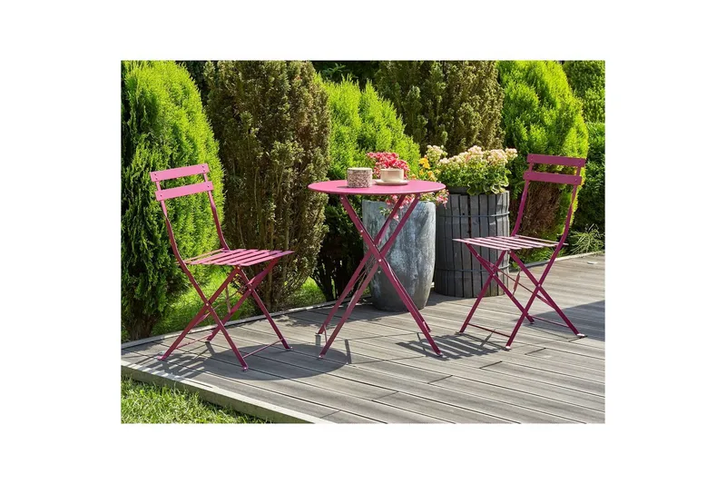 Cafeset Beliani Fiori Blå Wine red - Hagemøbler & utemiljø - Hagegruppe - Cafemøbler & cafesett